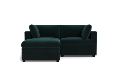 Albany Park Kova Box Cushion Sofa 86" + Ottoman In Green