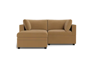 Albany Park Kova Box Cushion Sofa 86" + Ottoman In Brown