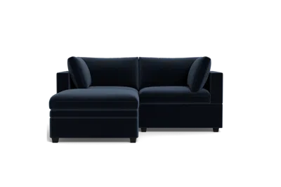 Albany Park Kova Box Cushion Sofa 86" + Ottoman In Blue