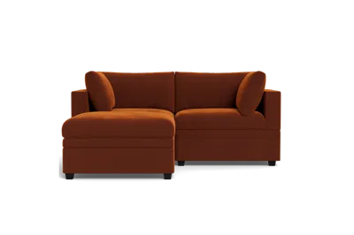 Albany Park Kova Box Cushion Sofa 86" + Ottoman In Burgundy