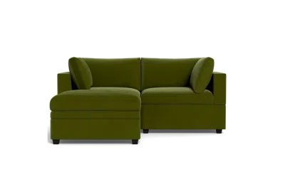 Albany Park Kova Box Cushion Sofa 86" + Ottoman In Green