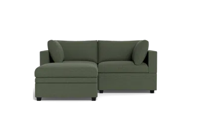 Albany Park Kova Box Cushion Sofa 86" + Ottoman In Green