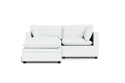 Albany Park Kova Box Cushion Sofa 86" + Ottoman In White