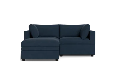 Albany Park Kova Box Cushion Sofa 86" + Ottoman In Blue
