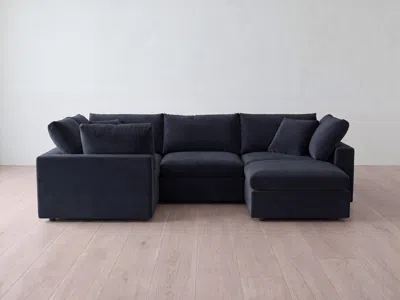 Albany Park Kova Box Modular 4-piece L-sectional + Ottoman In Blue