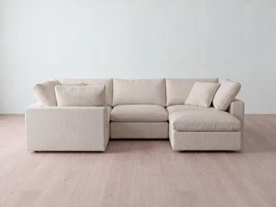 Albany Park Kova Box Modular 4-piece L-sectional + Ottoman In White