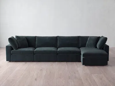 Albany Park Kova Box Modular 4-piece Sofa + Ottoman In Blue