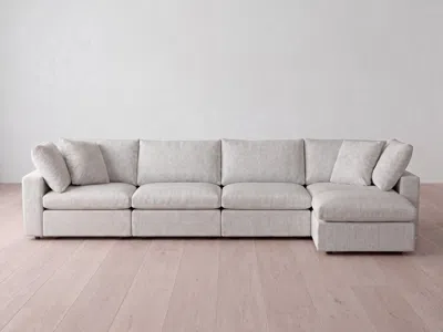 Albany Park Kova Box Modular 4-piece Sofa + Ottoman In Bone Performance Chenille