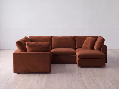 Albany Park Kova Box Modular 5-piece L-sectional + Ottoman In Brown