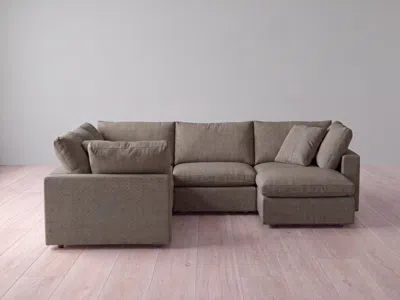 Albany Park Kova Box Modular 5-piece L-sectional + Ottoman In Clay Performance Linen