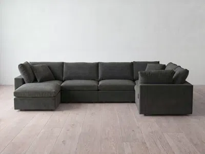 Albany Park Kova Box Modular 6-piece L-sectional + Ottoman In Black