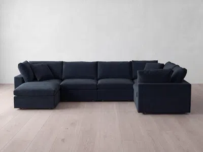 Albany Park Kova Box Modular 6-piece L-sectional + Ottoman In Blue