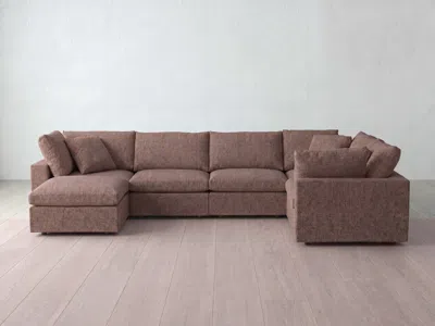 Albany Park Kova Box Modular 6-piece L-sectional + Ottoman In Mocha Performance Bouclé