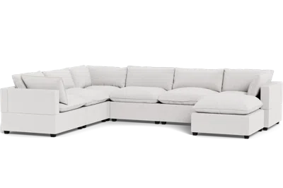 Albany Park Kova Pillow Cushion Grand Corner + Ottoman In White