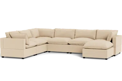 Albany Park Kova Pillow Cushion Grand Corner + Ottoman In Neutral