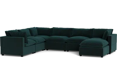 Albany Park Kova Pillow Cushion Grand Corner + Ottoman In Green