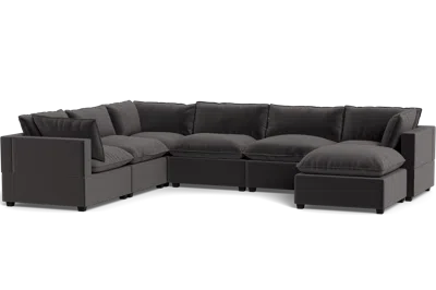 Albany Park Kova Pillow Cushion Grand Corner + Ottoman In Brown