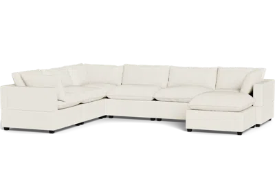 Albany Park Kova Pillow Cushion Grand Corner + Ottoman In White