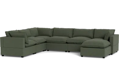 Albany Park Kova Pillow Cushion Grand Corner + Ottoman In Green