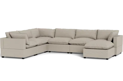 Albany Park Kova Pillow Cushion Grand Corner + Ottoman In Neutral