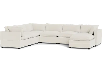 Albany Park Kova Pillow Cushion Grand Corner + Ottoman In White