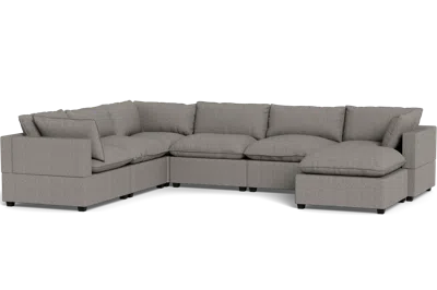 Albany Park Kova Pillow Cushion Grand Corner + Ottoman In Gray