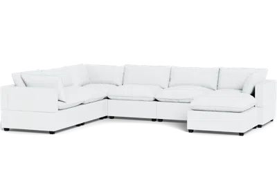 Albany Park Kova Pillow Cushion Grand Corner + Ottoman In White