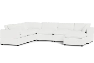 Albany Park Kova Pillow Cushion Grand Corner + Ottoman In White