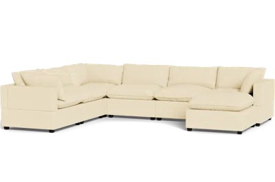 Albany Park Kova Pillow Cushion Grand Corner + Ottoman In Neutral
