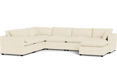 Albany Park Kova Pillow Cushion Grand Corner + Ottoman In Neutral