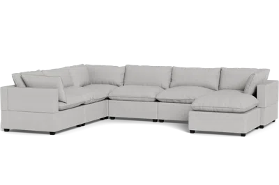 Albany Park Kova Pillow Cushion Grand Corner + Ottoman In Gray