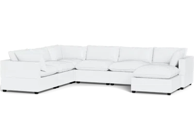 Albany Park Kova Pillow Cushion Grand Corner + Ottoman In White