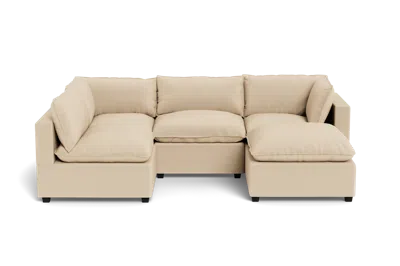 Albany Park Kova Pillow Cushion L-shape + Ottoman In Black