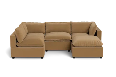 Albany Park Kova Pillow Cushion L-shape + Ottoman In Brown