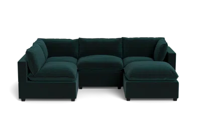 Albany Park Kova Pillow Cushion L-shape + Ottoman In Blue