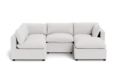 Albany Park Kova Pillow Cushion L-shape + Ottoman In White