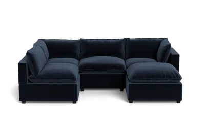 Albany Park Kova Pillow Cushion L-shape + Ottoman In Blue