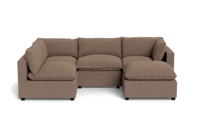 Albany Park Kova Pillow Cushion L-shape + Ottoman In Brown