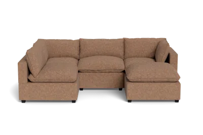 Albany Park Kova Pillow Cushion L-shape + Ottoman In Brown