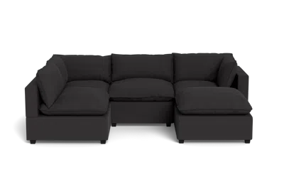 Albany Park Kova Pillow Cushion L-shape + Ottoman In Black