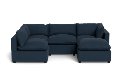 Albany Park Kova Pillow Cushion L-shape + Ottoman In Blue