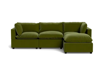 Albany Park Kova Pillow Cushion Sofa 122" + Ottoman In Green