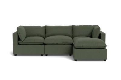 Albany Park Kova Pillow Cushion Sofa 122" + Ottoman In Green