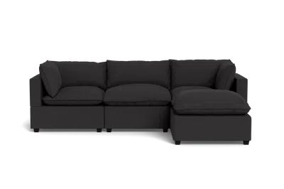 Albany Park Kova Pillow Cushion Sofa 122" + Ottoman In Black