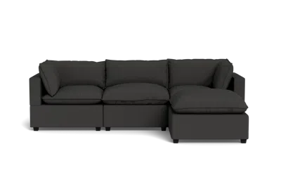 Albany Park Kova Pillow Cushion Sofa 122" + Ottoman In Black