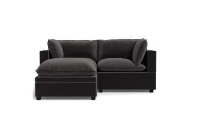 Albany Park Kova Pillow Cushion Sofa 86" + Ottoman In Black