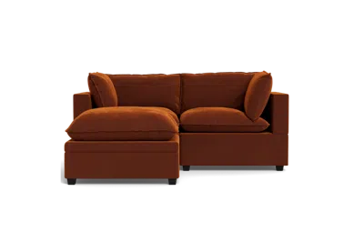 Albany Park Kova Pillow Cushion Sofa 86" + Ottoman In Brown