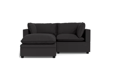 Albany Park Kova Pillow Cushion Sofa 86" + Ottoman In Black