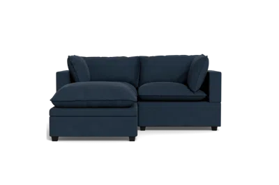 Albany Park Kova Pillow Cushion Sofa 86" + Ottoman In Blue