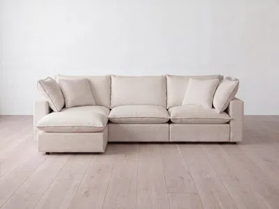 Albany Park Kova Pillow Modular 3-piece Sofa + Ottoman In Frost Performance Linen